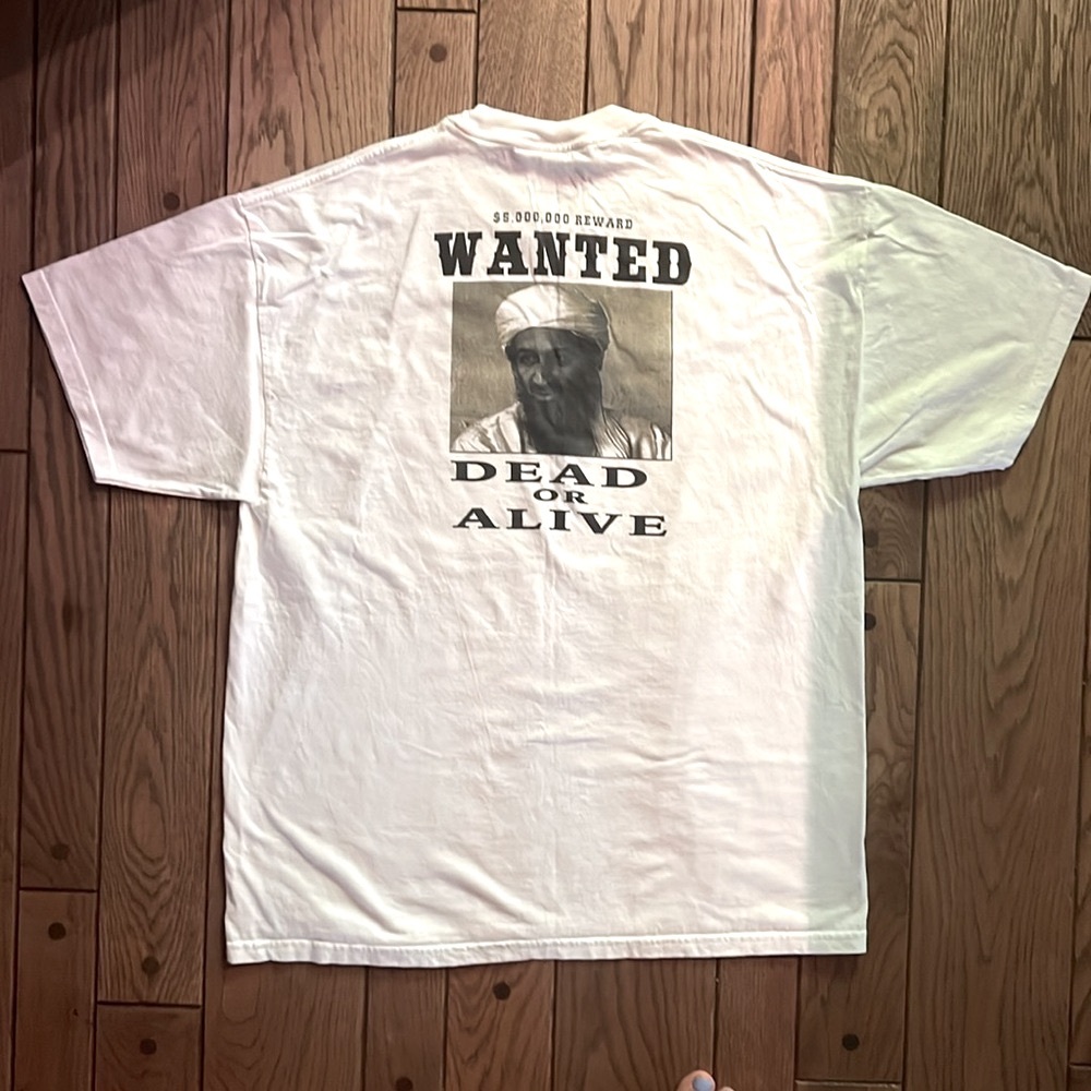 9-11 Collector’s Item - White Osama Bin Laden WANTED Men's XL T-Shirt